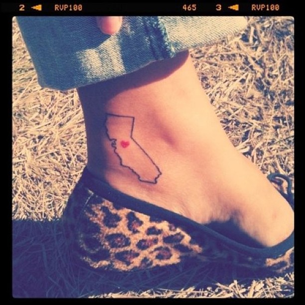 Map Heart Tattoo On Ankle For Girls