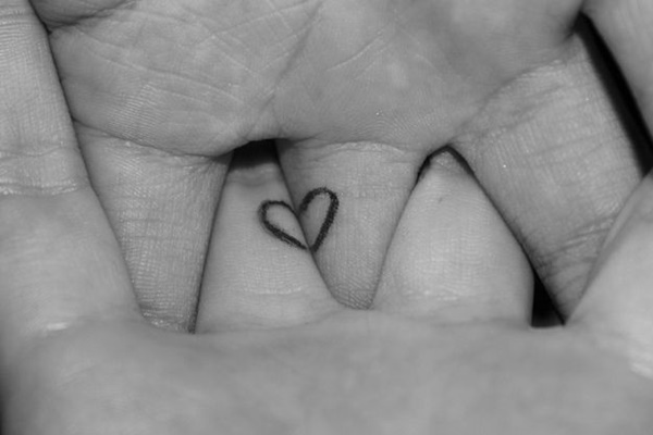 Matching Heart Finger Tattoo