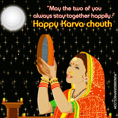 May The Two Of You Always Stay Together Happily. Happy Karva Chauth Glitter