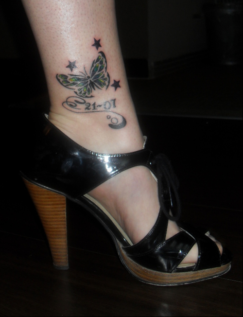 Memorial Butterfly Ankle Tattoo For Girls