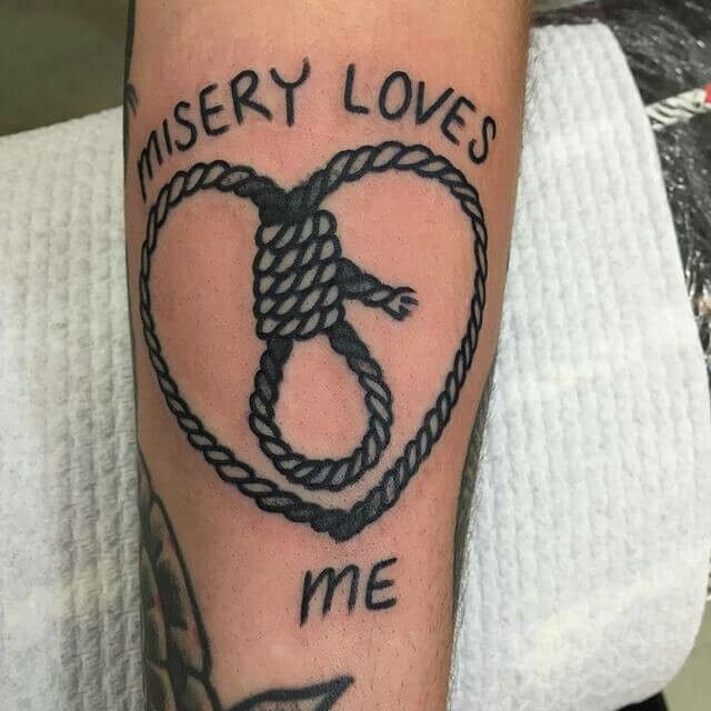 Misery Loves Rope Heart Tattoo