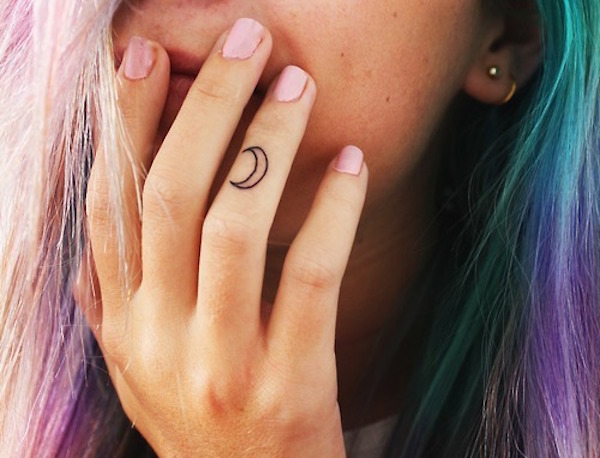 Moon Finger Tattoo For Girls