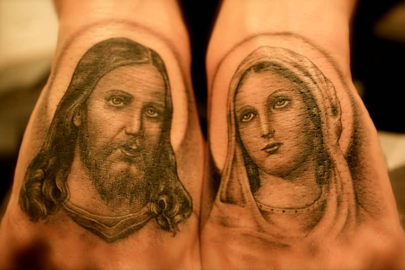 Mother Of God Christian Tattoos On Both Hands