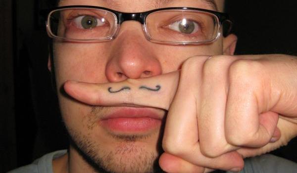 Moustache Finger Tattoo For Men