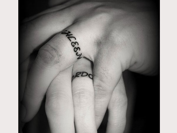 Name Ring Finger Tattoos For Couples