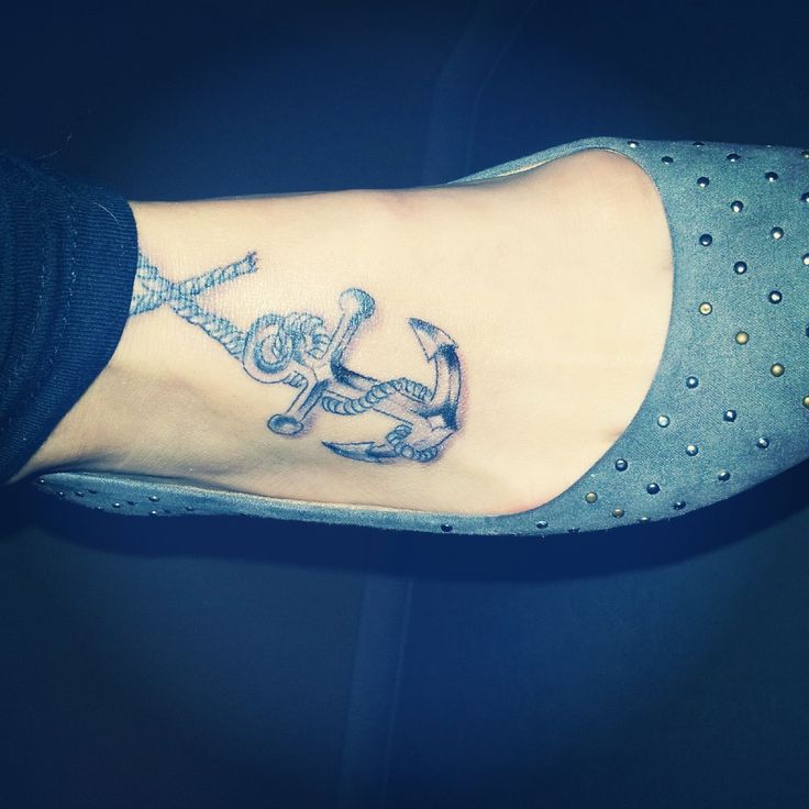 Nice Anchor Foot Tattoo For Girls