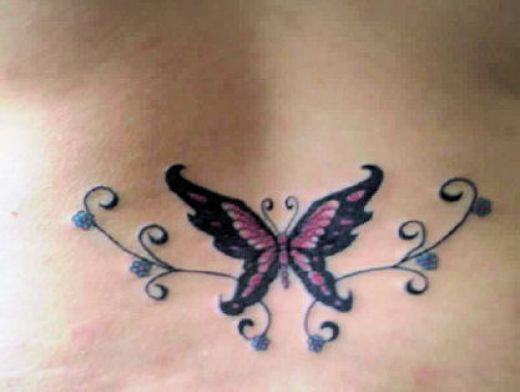 Nice Butterfly Tattoo On Lower Back