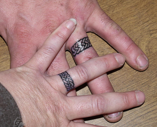 Nice Celtic Finger Ring Tattoos For Couples