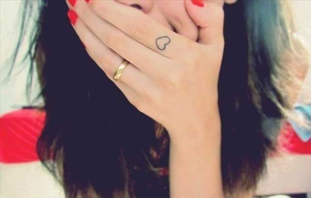 Nice Heart Finger Tattoo Idea For Girls