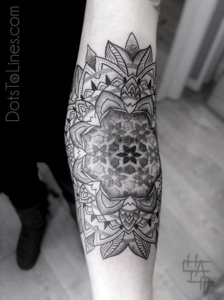 Nice Mandala Flower Tattoo On Forearm