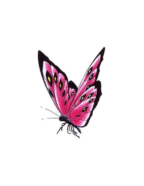 Nice Pink And Black Butterfly Tattoo Design