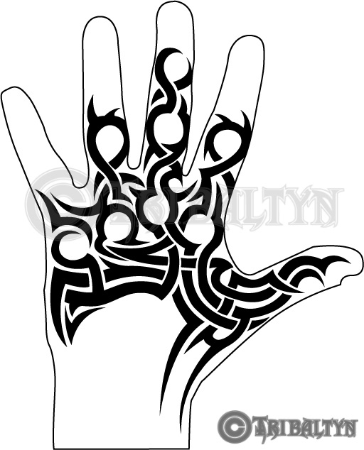 Nice Tribal Hand Tattoo Design by Tribaltyn