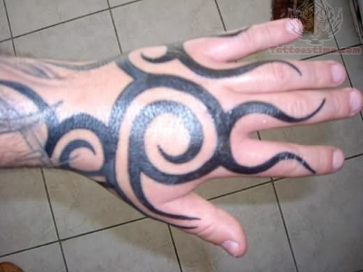 Nice Tribal Tattoo On Left Hand