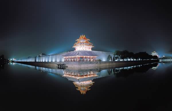 Night View Of The Forbidden City In Beijing, China