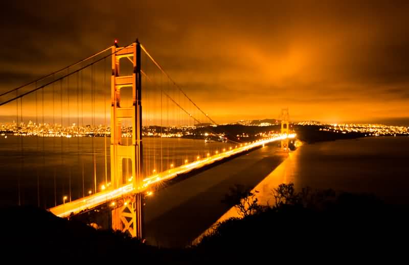 Night View Of The Golden Gate Bridge