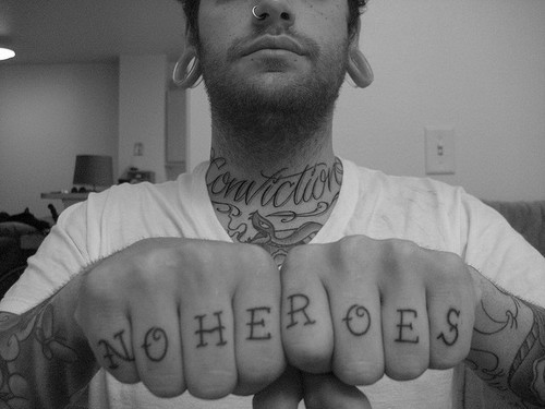 No Heroes Fingers Tattoo For Men