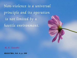 Nonviolence is a universal principle and its operation is not limited by a hostile environment.  Mahatma Gandhi
