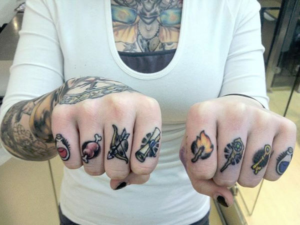Old School Inventory Knuckle Tattoo For Girls