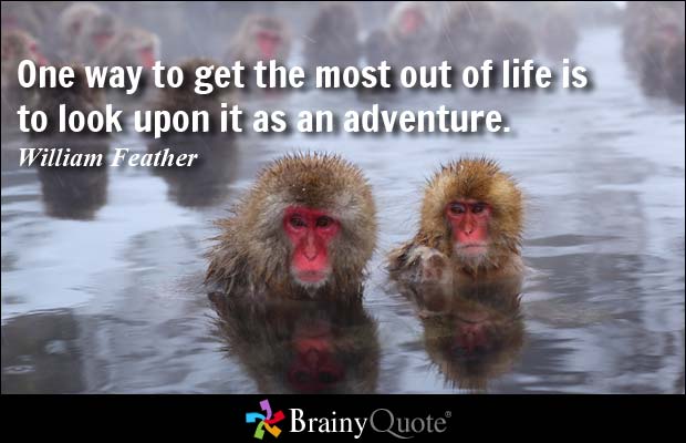 One way to get the most out of life is to look upon it as an adventure - William Feather