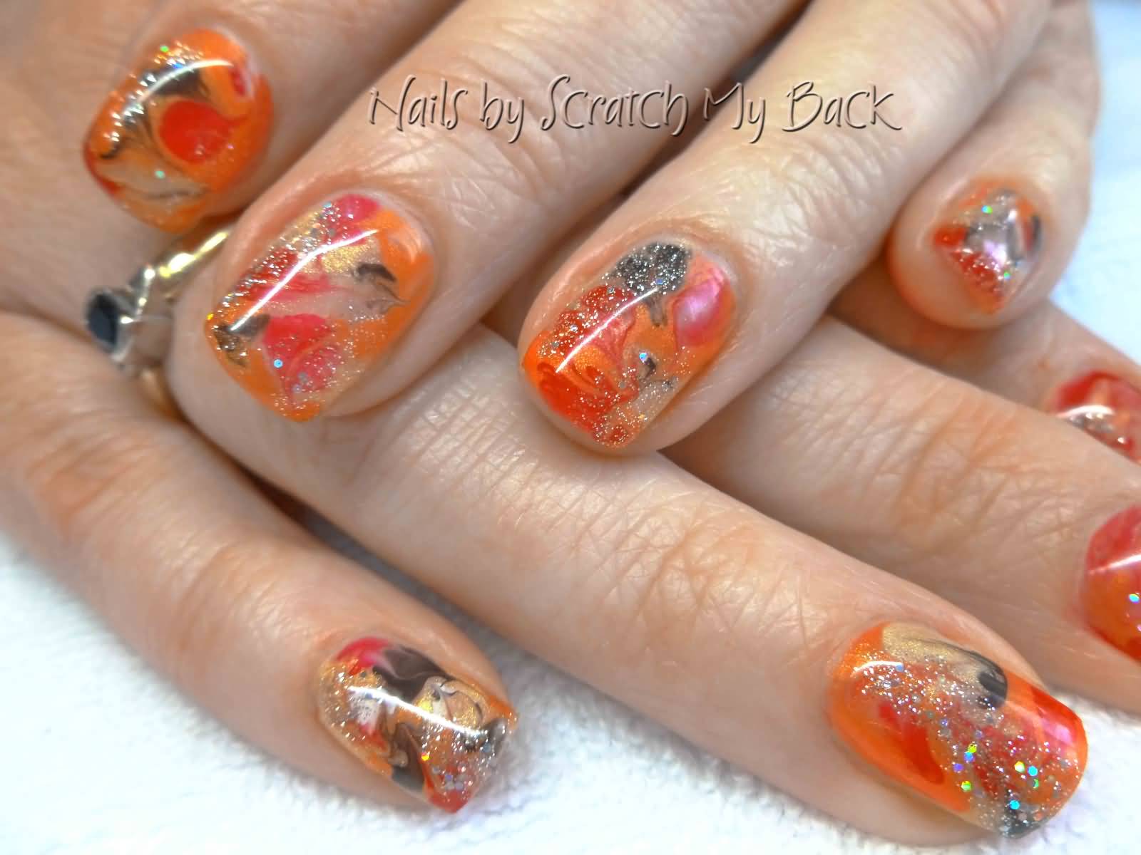Orange Gel Nail Art