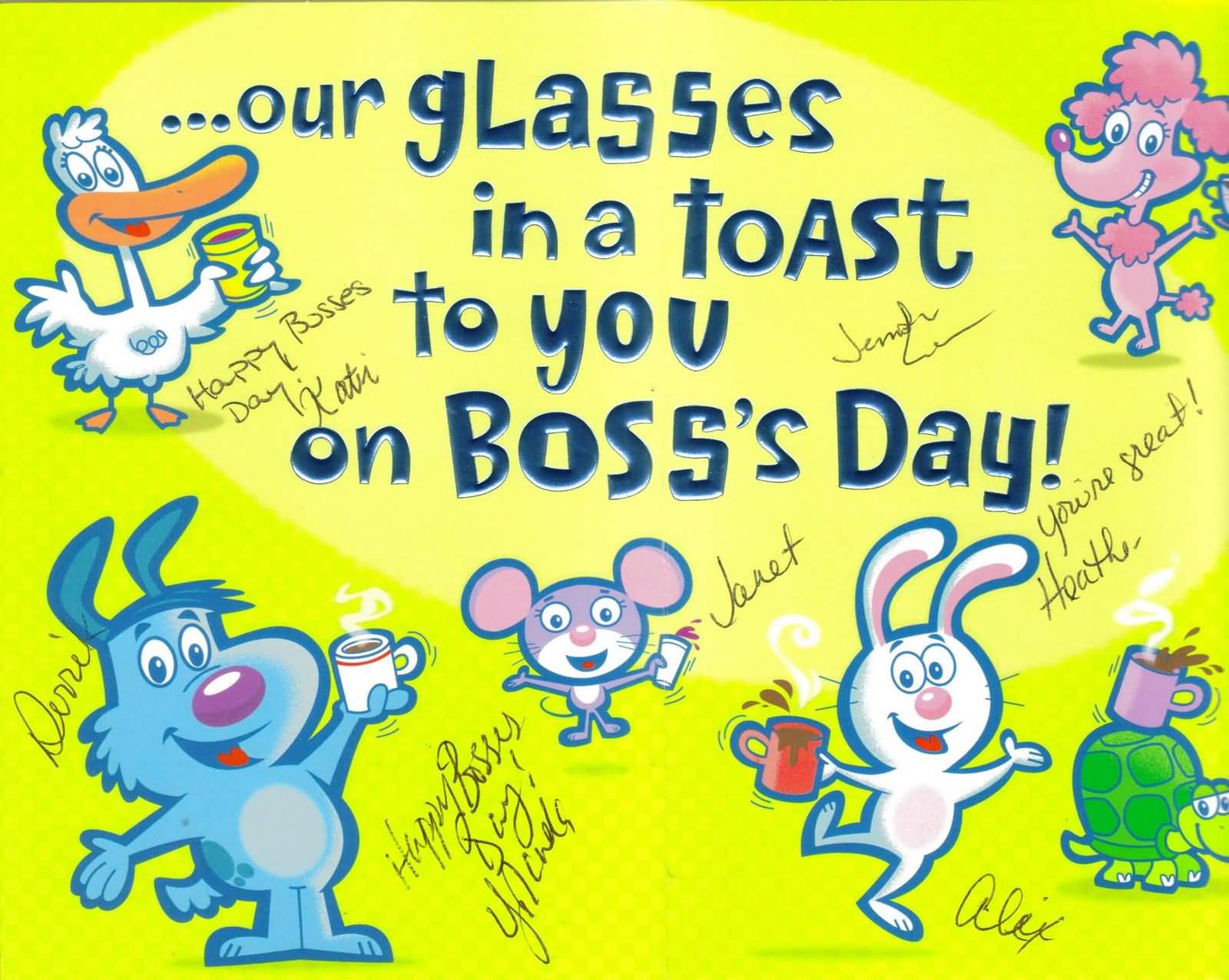 Our Glasses In A Toast To You On Boss Day