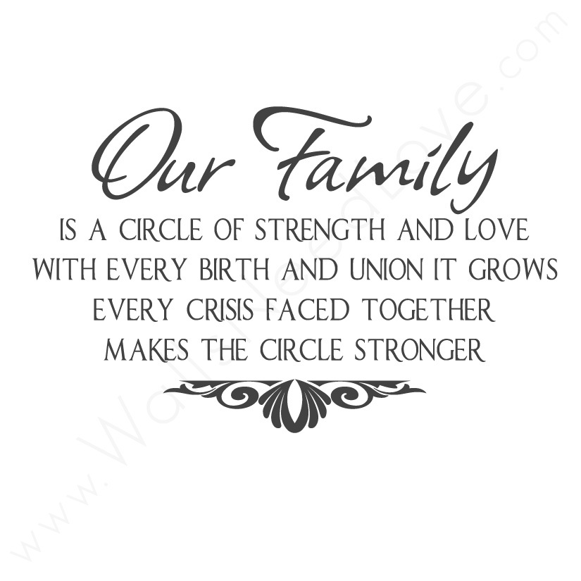 Our family is a circle of strength and love with every birth and every union the circle grows - every crisis faced together makes the circle stronger.