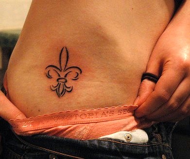 Outline Fleur De Lis Tattoo On Side Rib