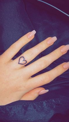 Outline Heart Finger Tattoo For Girls