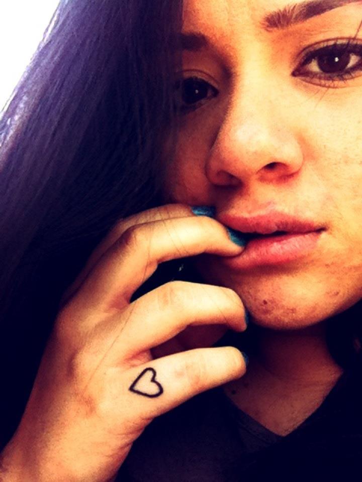 Outline Small Heart Tattoo On Finger For Women