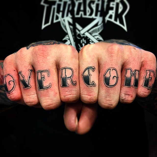Overcome Knuckle Tattoo For Men
