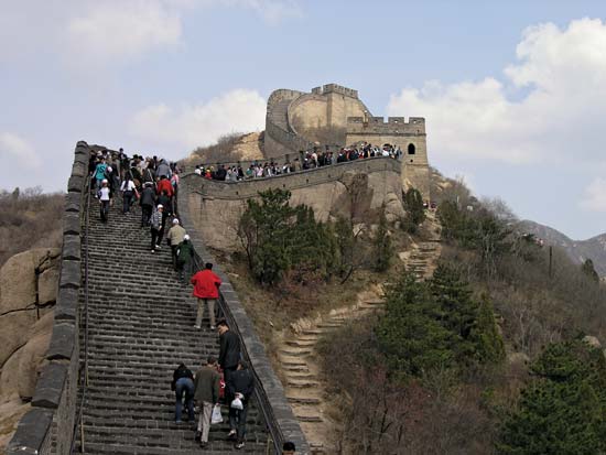 Pedestrians At The Great Wall Of China