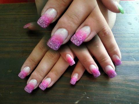 Pink And Purple Glitter Gel Nail Art