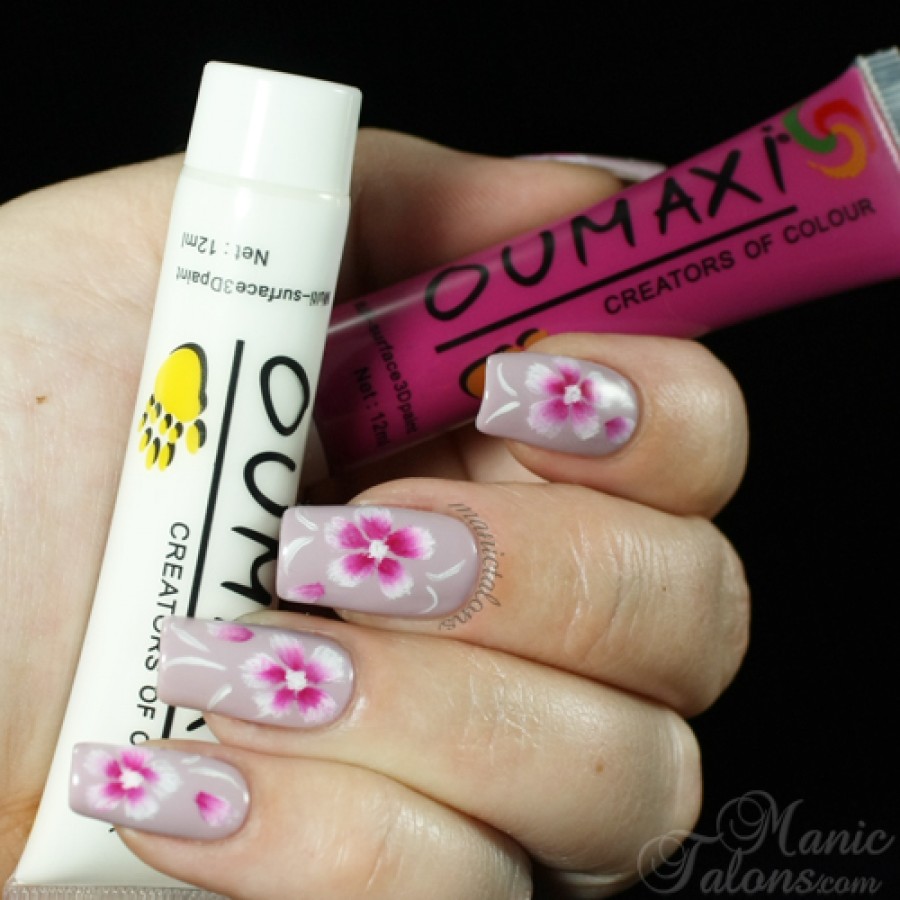 Pink Gel Flower Nail Art