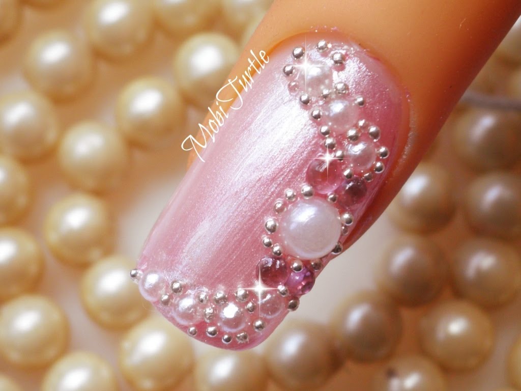 Pink Nails With Pearls Design Bridal Nail Art With Tutorial Video.
