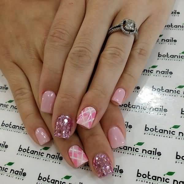Pink Plaid Nail Art