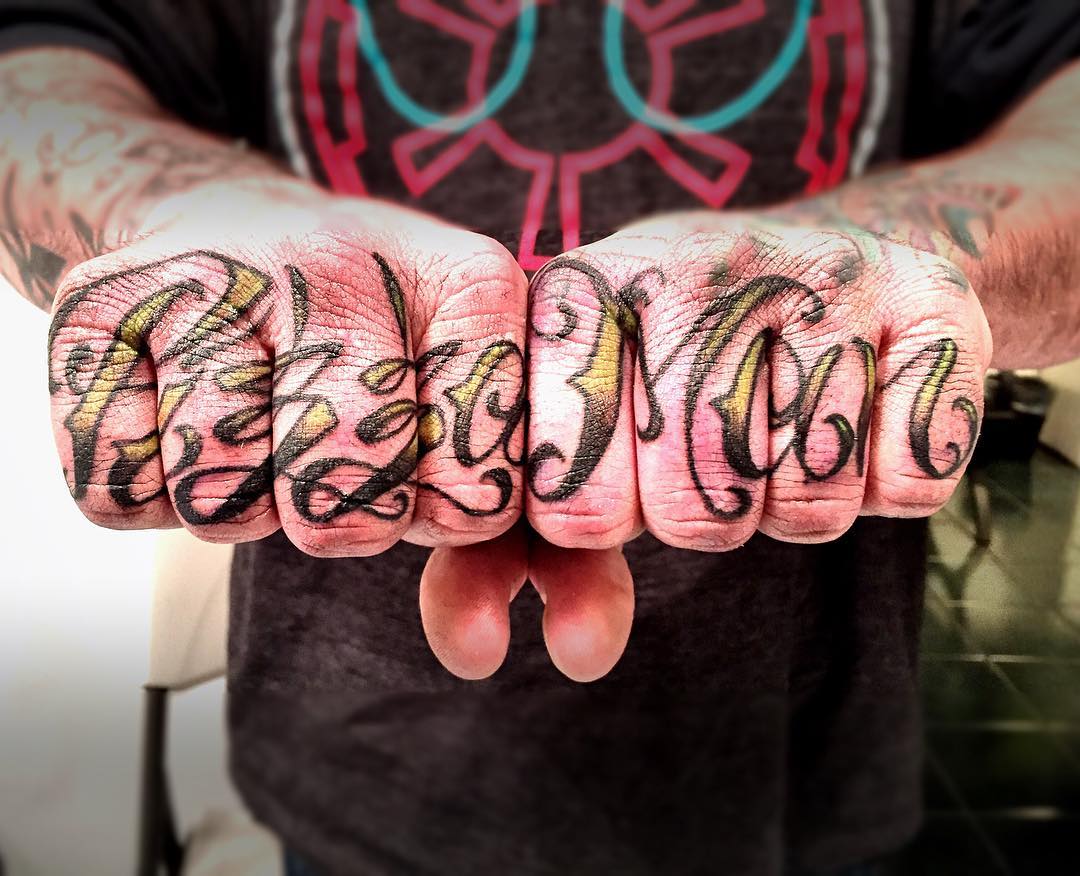 Pizza Man Both Hand Knuckle Tattoo For Men