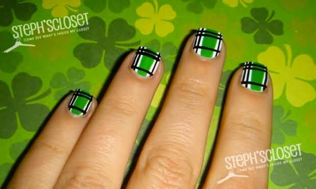 Plaids Design Saint Patrick's Day Nail Art