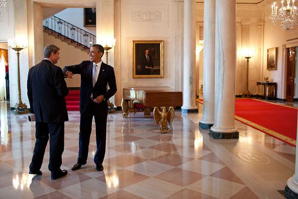 President Barack Obama At The Entrance Hall Inside The White House