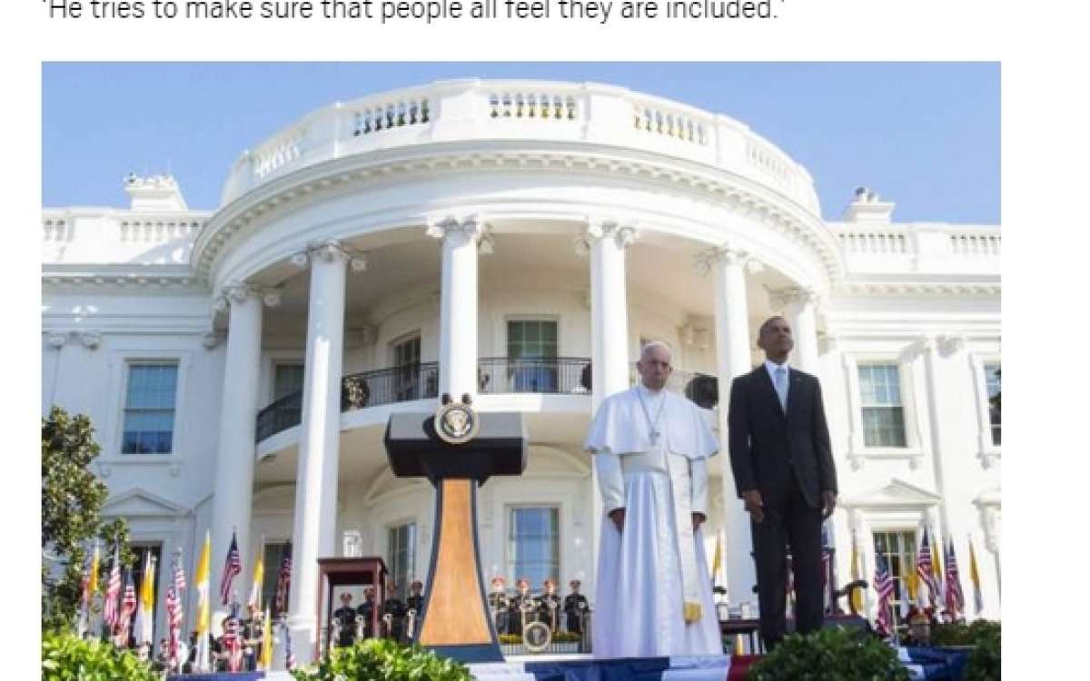 President Barack Obama With Benedict Pope In Front Of White House