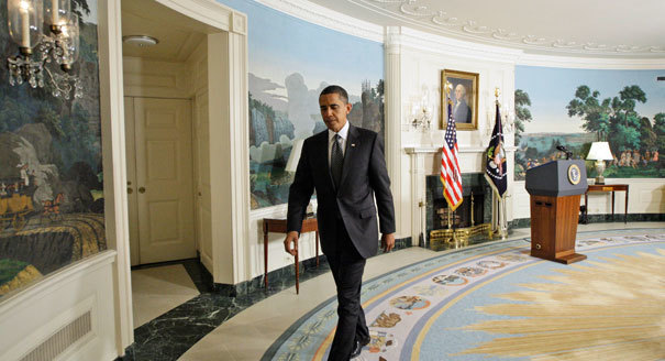 President Leaves The Diplomatic Reception Room Inside The White House