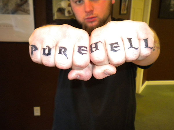 Pure Hell Knuckle Tattoo For Men