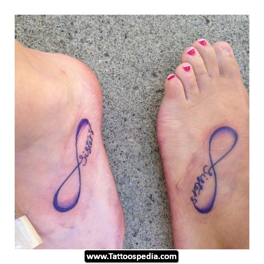 Purple Infinity Sisters Tattoos On Feet By Loveitsomuch
