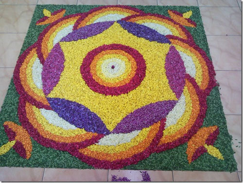 Rangoli Design With Petal Flowers For Diwali
