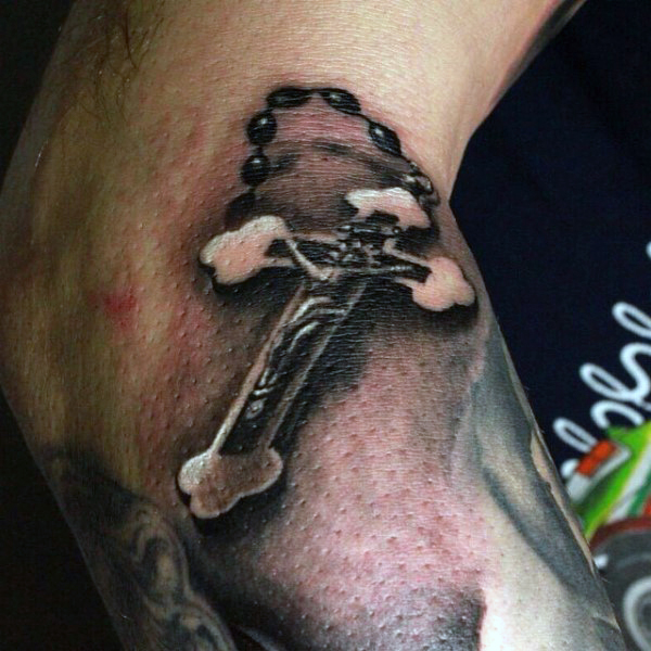 Realistic Big Holy Rosary Tattoo For Guys