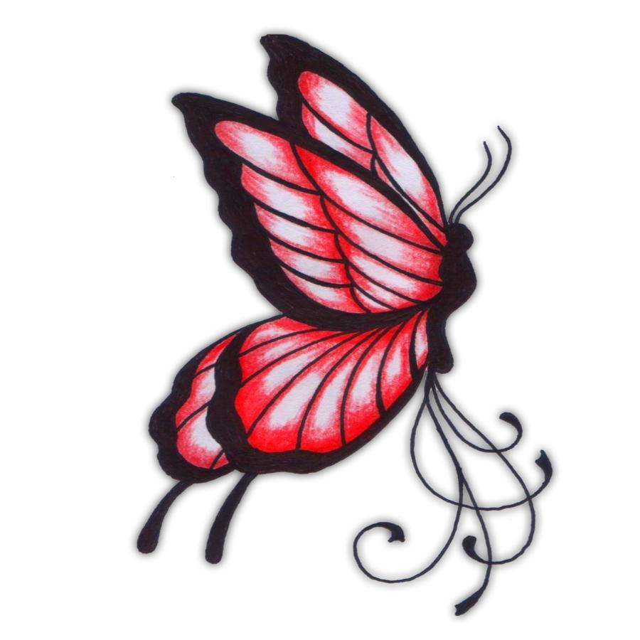 Red Butterfly Tattoo Design