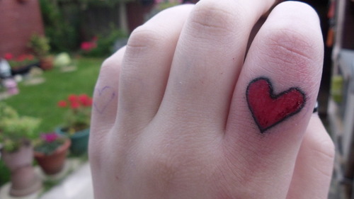 Red Heart Finger Tattoo Image