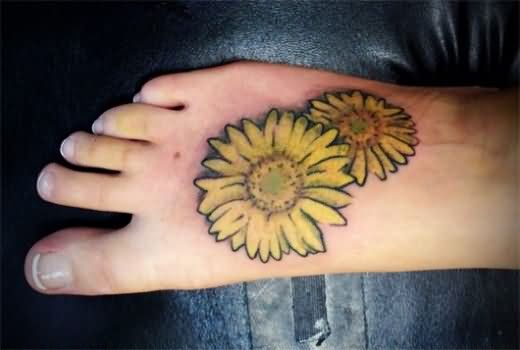 Right Foot Sunflowers Tattoo