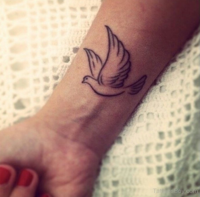 Right Forearm Dove Tattoo For Girls