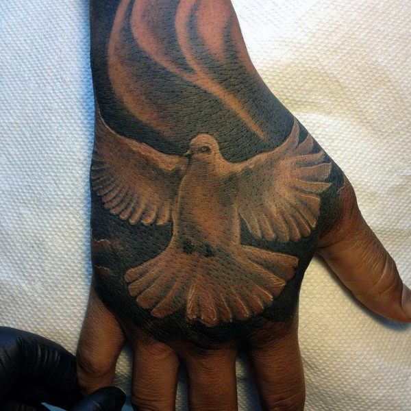 Right Hand Realistic Dove Tattoo