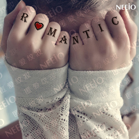 Romantic Fingers Word Temporary Tattoo For Girls